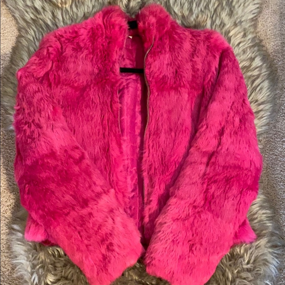 Crop Fuchsia Pink Fur Coat
